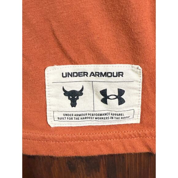 Project Rock Under Armour Iron‎ Paradise Gym Activewear Shirt Orange Mens Large - Picture 3 of 10